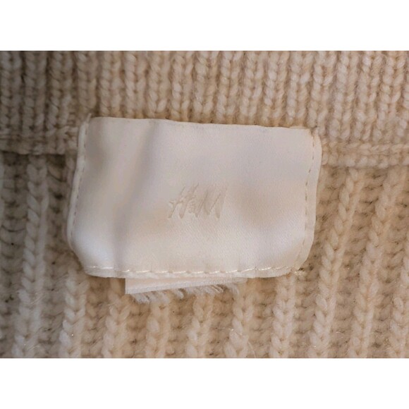 H&M Ribbed Knit High Waist Flared Midi Skirt Cream Beige - Picture 6 of 8